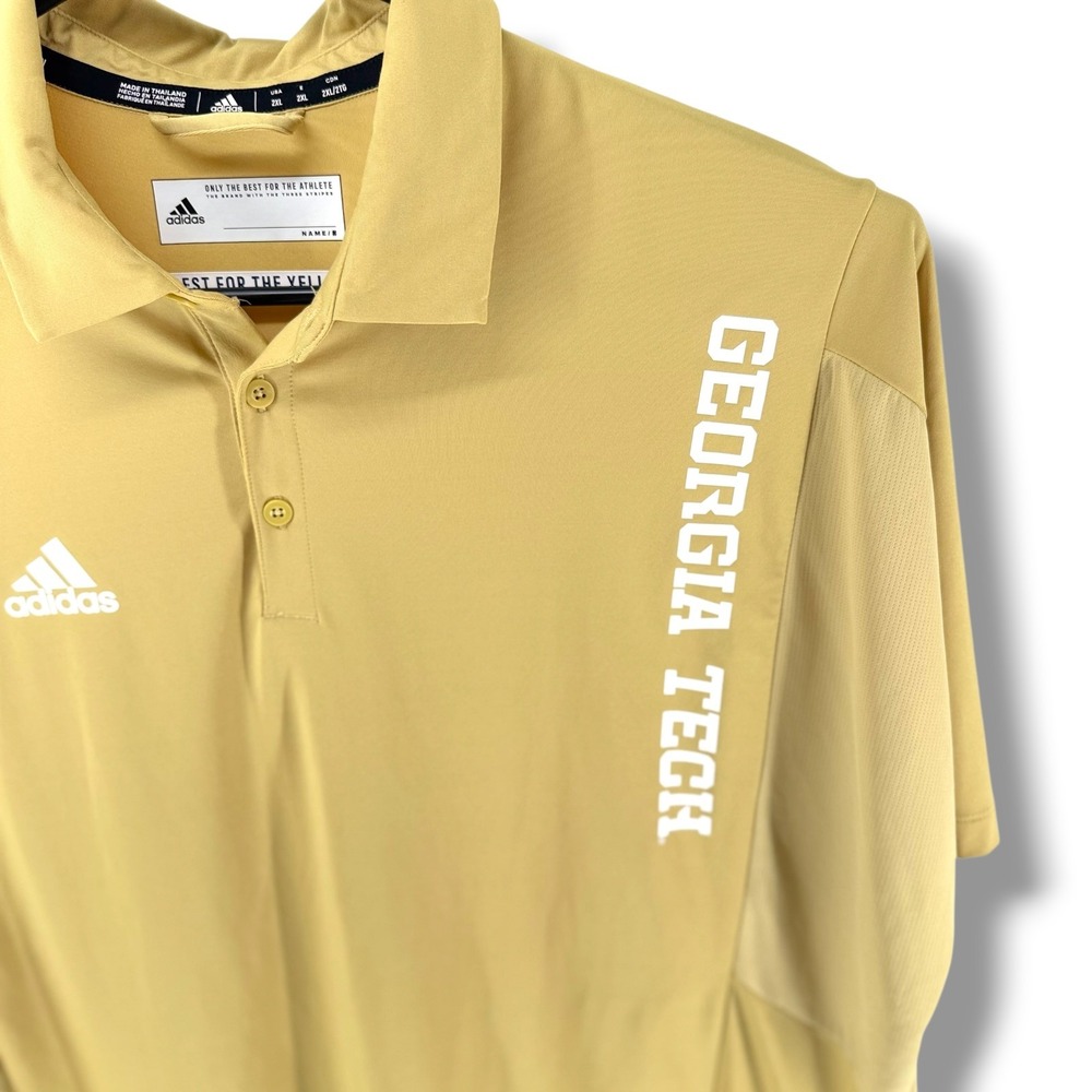 Adidas Georgia Tech Yellow Jackets Mens 2XL Gold Primegreen Performance Polo